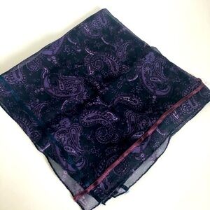 Vintage Purple and Black Paisley Silk Scarf